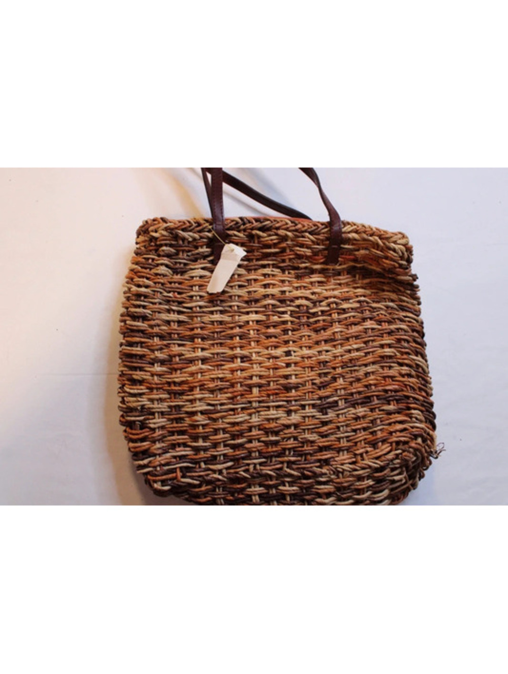 NWT Unbranded Brown & Tan Woven Straw Tote Bag Shoulder Bag